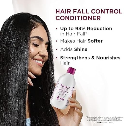 bblunt hair fall control shampoo & conditioner combo | with pea protein & caffeine | for stronger hair | controls hair fall | strengthens & nourishes hair | for men & women | 300 ml + 250 g