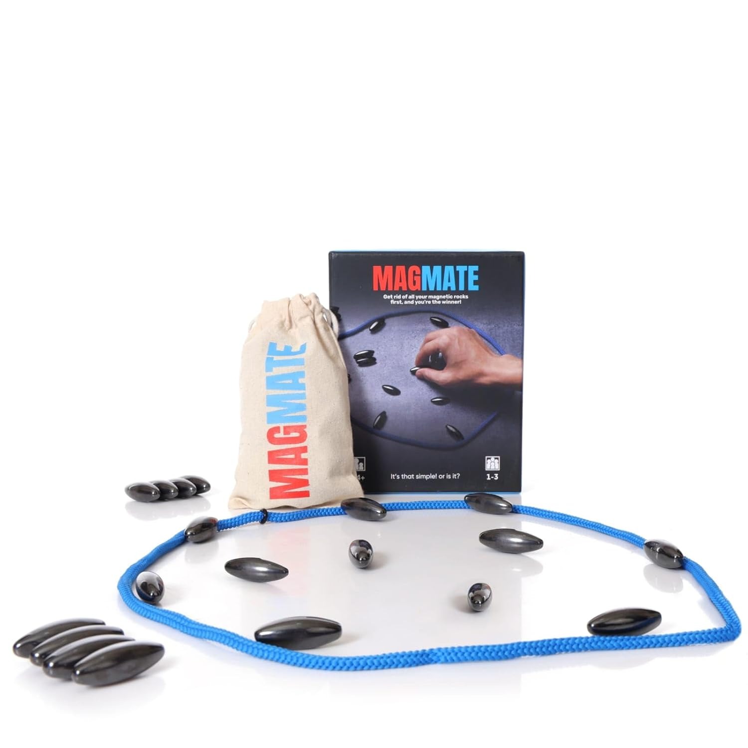 magmate original magnetic board game – ages 3+ fun strategy & educational game for kids & adults – includes 24 irregular magnets, rope, travel pouch – portable puzzle for family & travel (classic)