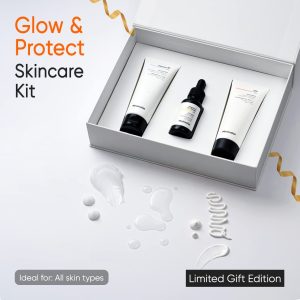 minimalist glow & protect skincare kit | premium gift set for women & men | all skin types | limited edition combo | unisex gift hamper for all festive occasions | birthday gift for her & him